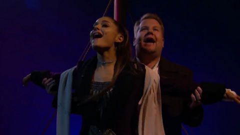 Ariana Grande e James Corden reencenam "Titanic" em cinco minutos